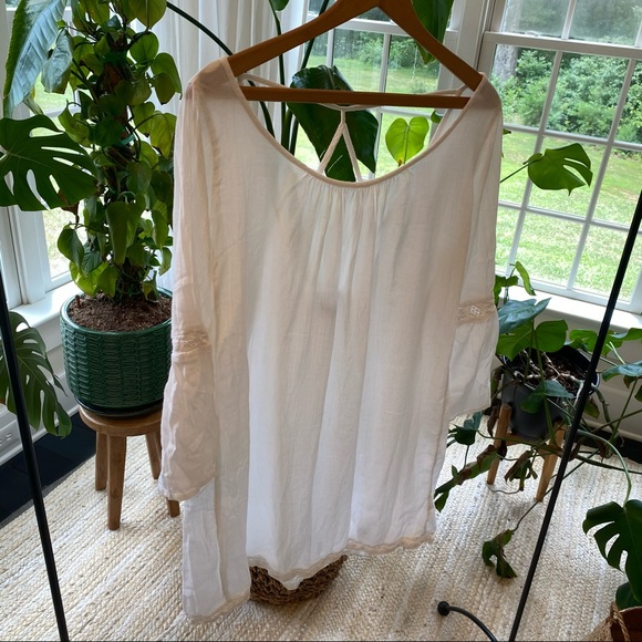 Aerie Tunic Dress Boho Lace Peasant Scoop Back - Picture 3 of 9